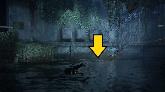 The Last of Us Firefly Pendants locations: a man swins in a room full of water.