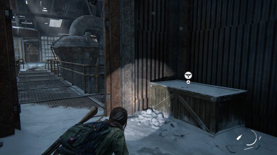 The Last of Us Firefly Pendants locations: the side of a building covered in snow and darkness.