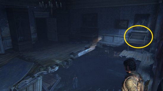 The Last of Us Firefly Pendants locations: a dark abandoned building.