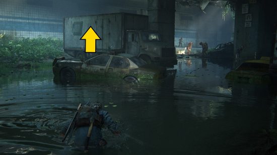 The Last of Us training manuals: a man swims through a flooded underpass.