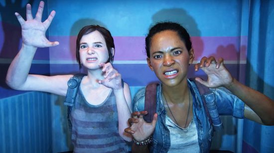 The Last of Us Steam reviews hit low as Naughty Dog issues statement: Two young people make scary faces together in Naughty Dog survival game The Last of Us