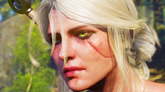 The Witcher multiplayer game needs rethinking, according to CDPR: A witch with grey hair and piercing green eyes, Ciri from CDPR RPG game The Witcher 3
