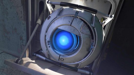 Valve werkt aan een nieuw, geheim spel en het klinkt als Portal 3: een kleine robot met een blauw licht, Wheatley van Valve's Portal 2