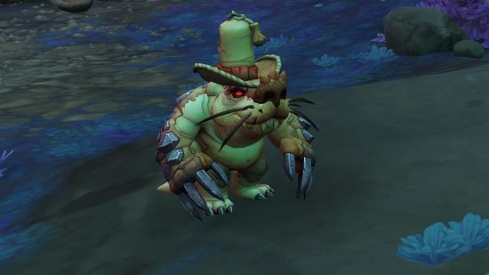 The stars of WoW Dragonflight patch 10.1 are moles: A small mole-like creature wearing a tattered Stetson hat
