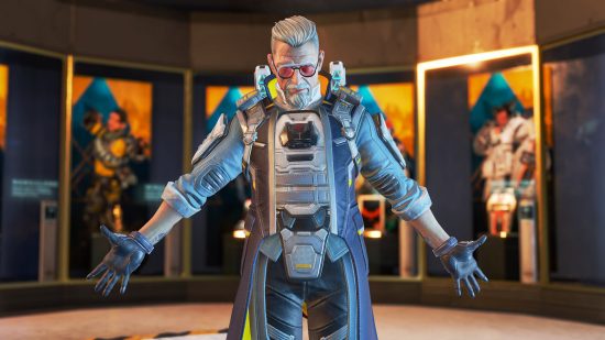 Apex Legends Ballistic: This old man is armed to the teeth: man with grey hair and sunglasses