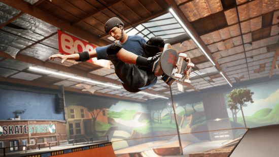 Best skateboard games on PC: a skateboarder holds a grab trick in mid air.