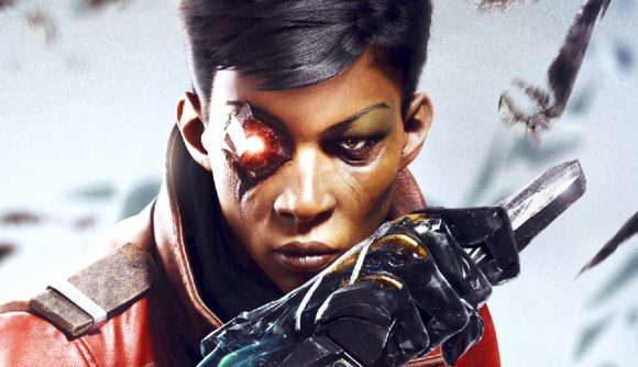 Wolfenstein, Prey, Rage, Dishonored, Fallout, Skyrim, are on massive discount courtesy of a bumper Bethesda sale, as we await the Starfield release date.: A warrior with a robot eye from Arkane and Bethesda game Dishonored Death of the Outsider