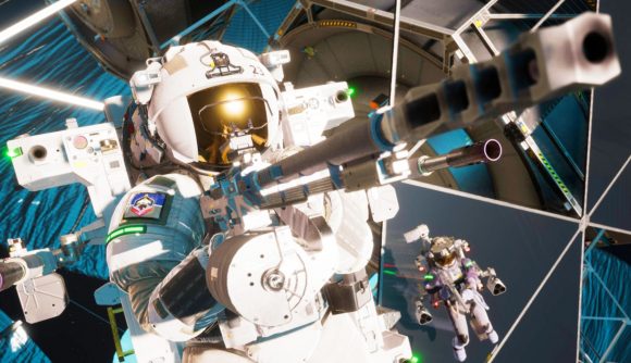 Starfield meets CoD as zero-G FPS game Boundary hits Early Access: An astronaut in a chunky spacesuit aims a sniper rifle in Steam FPS game Boundary