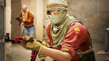 CSGO cases plummet in value as Valve releases new Anubis skins: A soldier in a head scarf and sunglasses fires an assault rifle in Valve FPS game CSGO