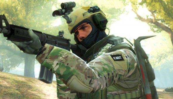 New CSGO skins from Valve probably made $11 million in one day: A soldier in tactical gear aims an assault rifle in Valve FPS game CSGO