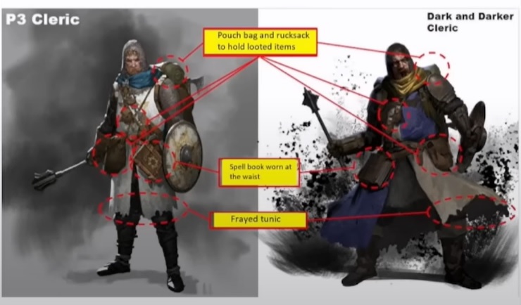 Mørk og mørkere Dev sages af Nexon: et billede, der sammenligner karakterer fra mørk og mørkere med andre i RPG -spillet