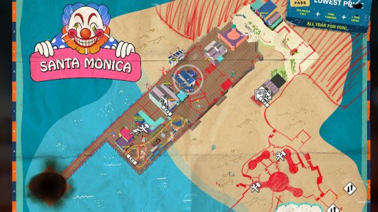 Карта Dead Island 2 с пирсом Санта-Моники.