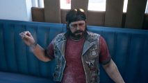 Dead Island 2 Steam - Alex, a survivor, sits and smokes a cigarette in a Venice Beach safe house.