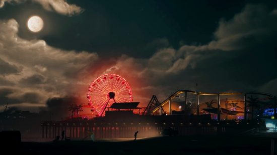 Dead Island 2 review - Santa Monica pier at night.