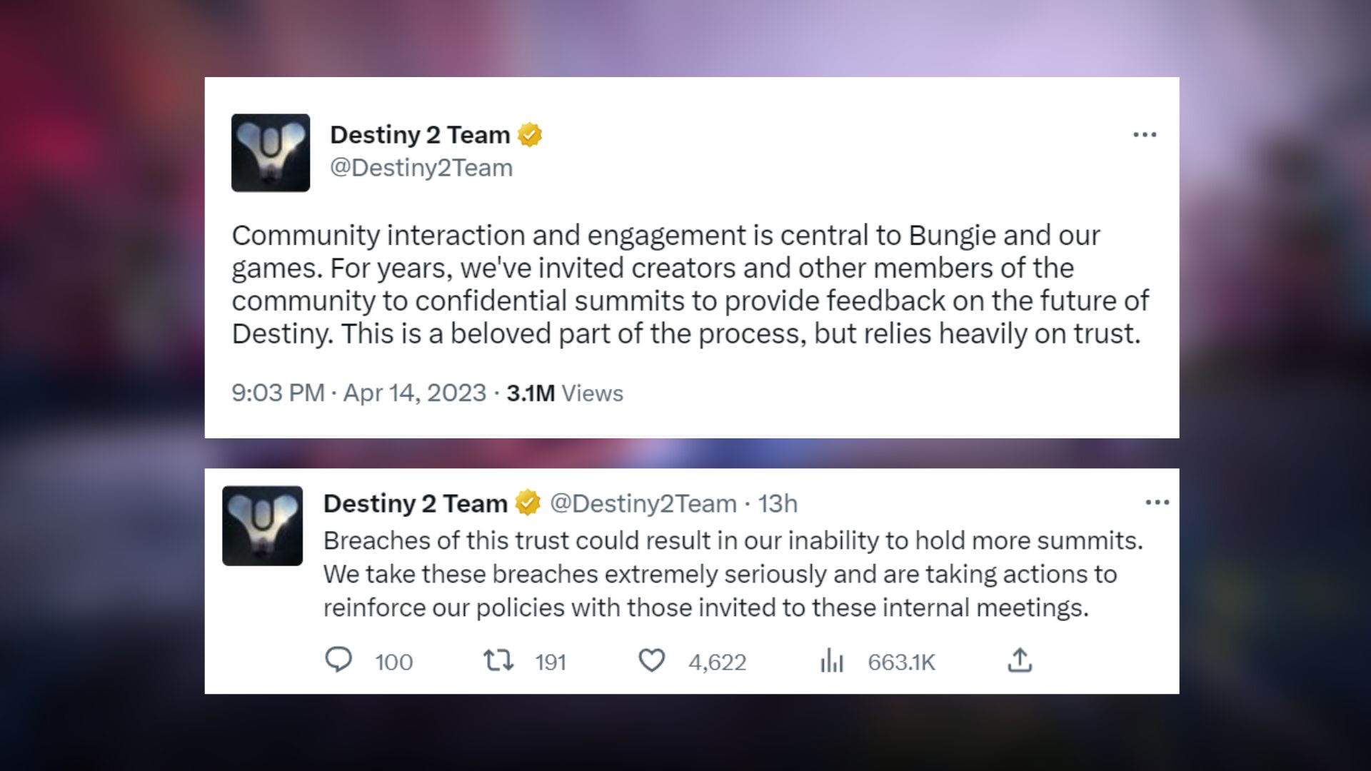 Bungie asks trust is “honoured” as Destiny 2 leaks harm all involved