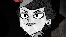 Don't Starve Together Steam record - a woman rendered in cartoonish greyscale with a mischievous expression on her face