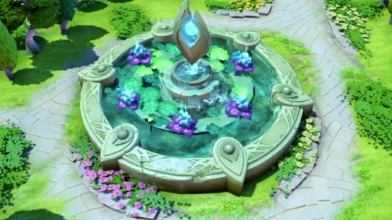 Dota 2 New Frontiers - the Lotus Pool, a fountain filled with purple, grape-like fruits
