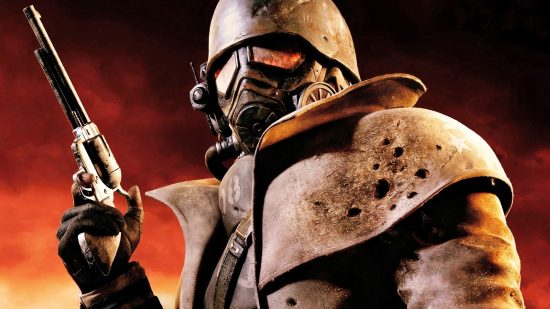 ‘New Vegas 2’ appears in Fallout 4 Steam update, then quickly vanishes: A soldier in red goggles holding a revolver in RPG game Fallout New Vegas