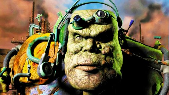 Fallout remade as a mega violent 2D side-scroller, coming soon: A green creature with a headset from RPG game Fallout 2