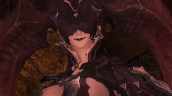 Old FFXIV Dungeon stumps players - Halicarnassus, a demon in human form with a mask over her eyes and two large, curved horns