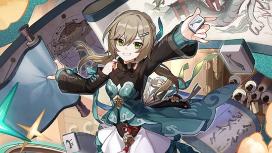 Qingque is one of the more laid-back Honkai Star Rail characters, throwing mahjong pieces and unfurtling scrolls with artwork of fish people.