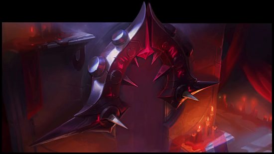 League of Legends midseason update - artwork of a curved glaive-like weapon associated with new jungler Briar