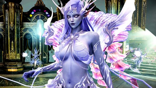 Lost Ark April update Fortunespire - a purple-skinned demon with a floral outfit
