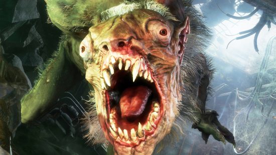 Get every Metro game for less than a train ticket: A monster with huge bulging eyes and sharp teeth attacks the player in FPS game Metro Exodus