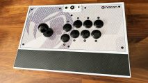 Nacon Daija Arcade Stick review: The black joystick and face buttons constrant nicely against the white backplate