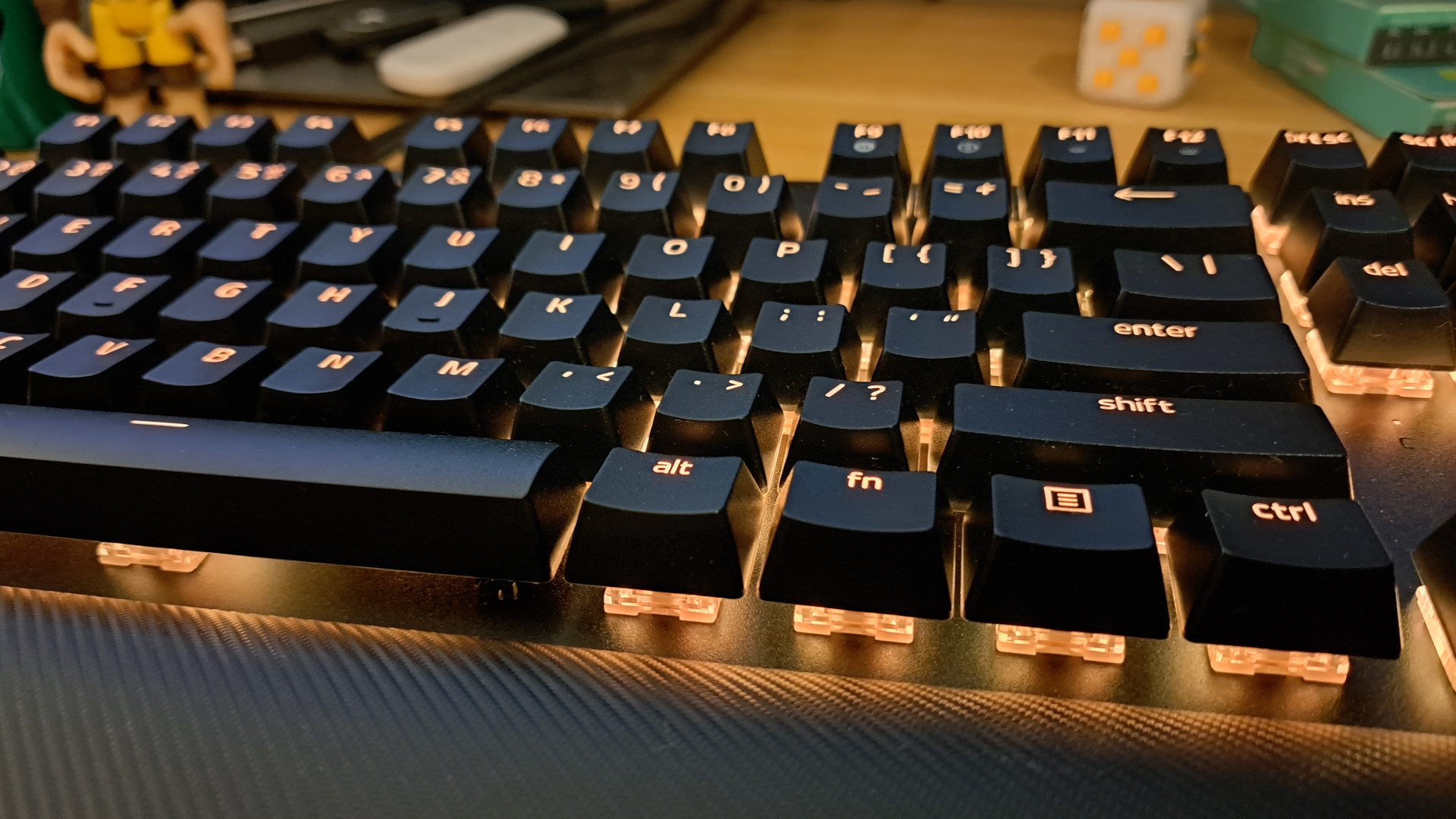 Razer BlackWidow V4 Pro review: Close-up of its orange RGB-lit keys