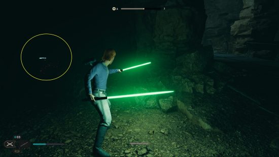 Cal Kestis uses two green lightsabers to show the way to the next BD-1 cosmetics
