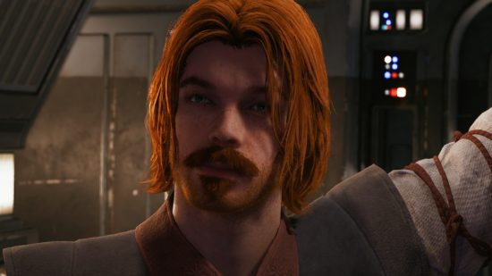A ginger Jedi with a long hair and muskateer-style facial hair.