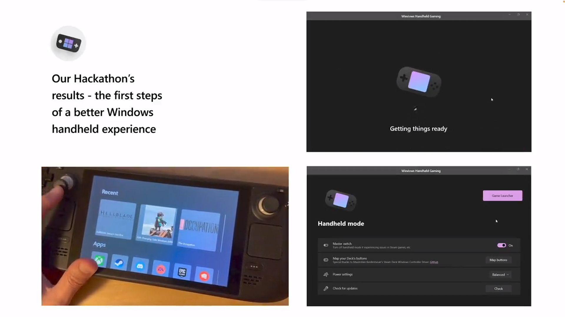 Bocoran sisi 'game shell' Windows 11 di Steam Deck dengan opsi menu untuk mode genggam dan ikon etalase 
