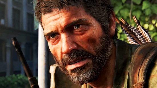The Last of Us Part 1 update - PC patch notes 1.0.2.1 - Joel, a grizzled man with a short beard, looks intently as he holds a rifle outdoors