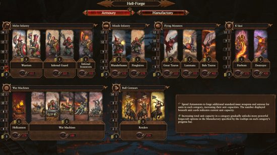 A screenshot of the abilities and building in Chaos Dwarf DLC