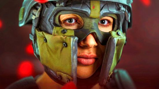 Warzone 2 season 3 "pay to win" bundles - Roze in her new 'Roze and Thorn' skin, with her classic helmet in a new drab green colour scheme