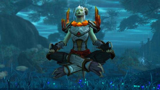 Huge WoW Dragonflight affix changes are exactly what Mythic needs: A pale woman with curled horns and goat hooves for feet floats in the air cross-legged with her eyes closed and hands resting on her knees