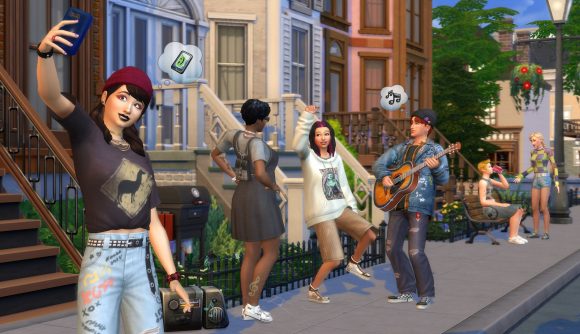 Sims from The Sims 4 wearing grunge outfits