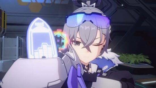Honkai Star Rail 1.1 event offers double rewards to help with grinding: anime girl with silver hair holding a gun