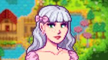 A white-haired female Stardew Valley character portrait