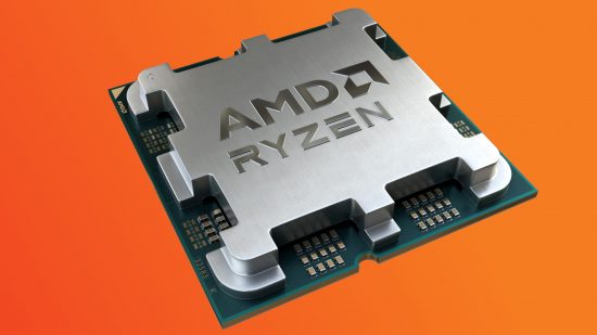 AMD Ryzen 8000 specs: A processor against a red-orange background
