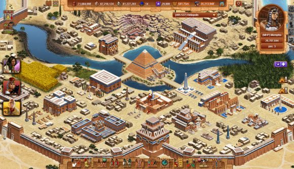 Best laptop games: Anocris. Image shows a city with a pyramid in the middle.