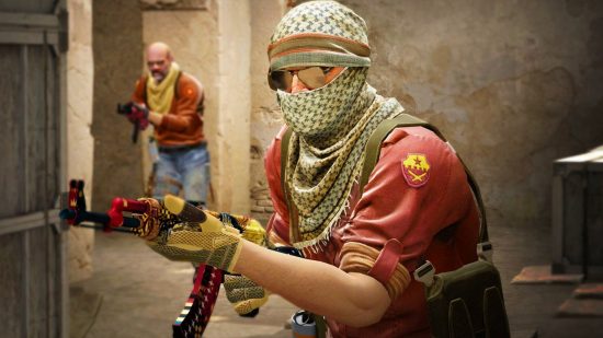 CSGO map has a secret room, full of news stories banned by Russia: A soldier in a scarf holding a rifle in Valve FPS game CSGO