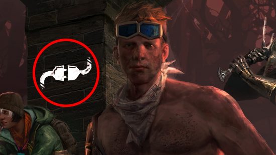 DBD survivor disconnect bots: The survivor Felix with a disconnect symbol next to his head, surrounded by a red circle.