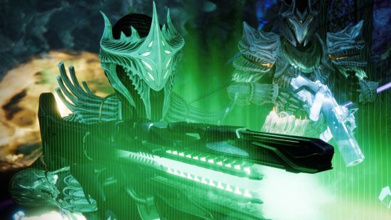 Destiny 2 Ghosts of the Deep dungeon guide: A Guardian enters the greenish depths of Titan.