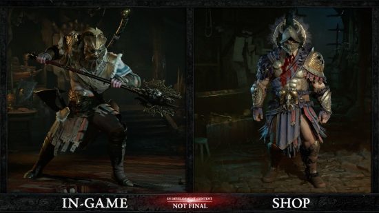 Diablo 4 battle pass pricing, rewards, and more: A depiction showing season rewards versus shop costmetics.