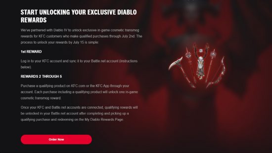 רשימה של חמישה כלי נשק של Diablo 4 עם נושא KFC