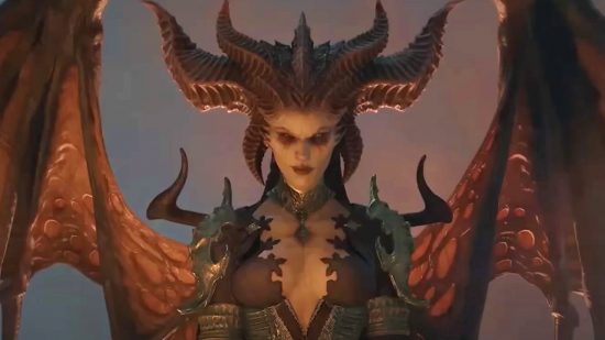 New Diablo 4 chocolate shop is Willy Wonka, but in hell: A horned demon woman stands smirking backlit by fire
