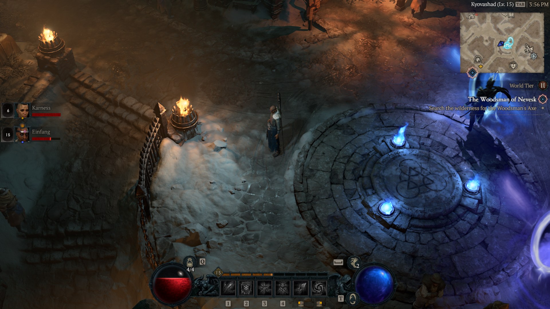 Diablo 4 offline: a screenshot of a team of Diablo 4 characters playing online together.
