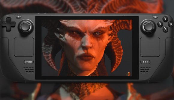 Diablo 4's antagonist, Lilith, on a Steam Deck